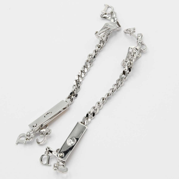 Christian Dior クリスチャンディオール イヤリング リボン ロゴ プレート シルバーカラー アクセサリー レディース 箱有 H9389