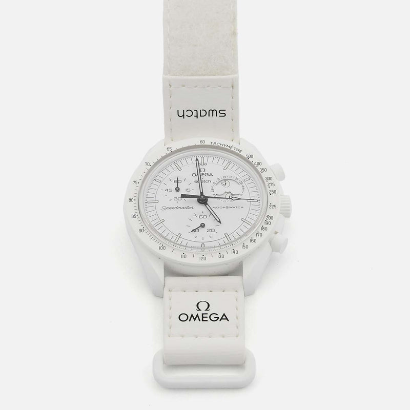稼働 腕時計 OMEGA×swatch スヌーピー ミッショントゥザムーンフェイズ SO33W700 クォーツ 箱保取説あり 25k639-7
