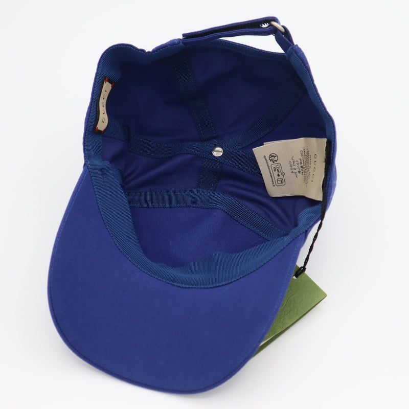 未使用 GUCCI グッチ ガレッジベースボールキャップ 773135 4HA7F 帽子 ブルー 青 保管袋有 25k448-2