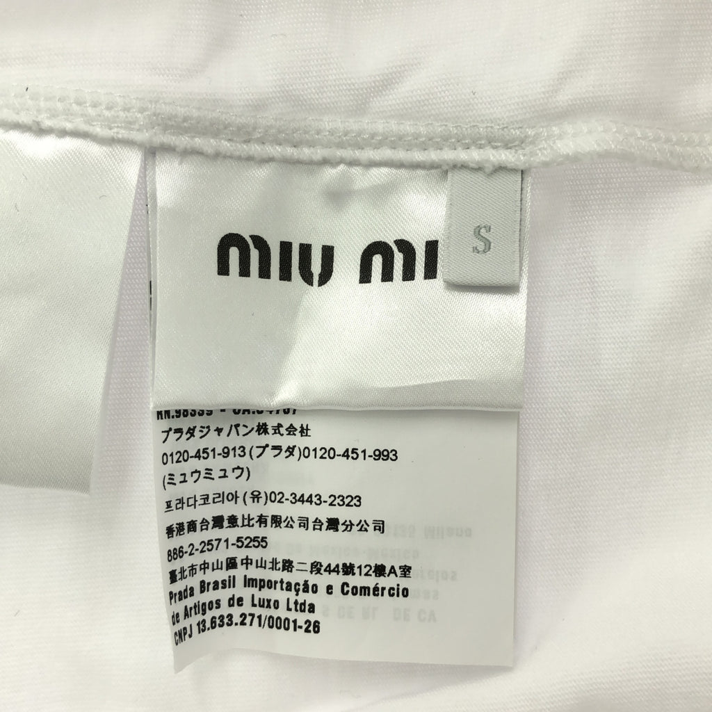 質屋 miumiu ミュウミュウ 半袖 Tシャツ トップス 猫 ネコ キャット サイズS 綿100 ホワイト系 H18922 みいち質店 miumiu ミュウミュウ Tシャツ 半袖 トップス 猫 ネコ キャット
