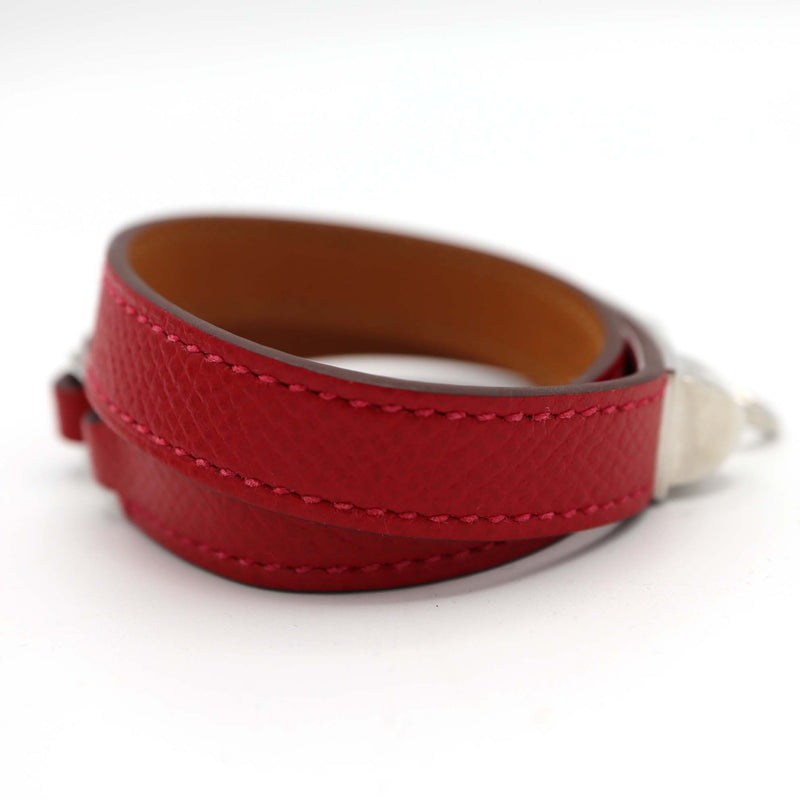 HERMES エルメス ブレスレット リヴァル コリエドシアン T刻印 レッド×シルバーカラー アクセサリー H5044-1