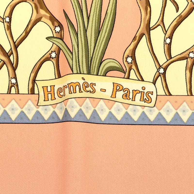 HERMES エルメス カレ90 スカーフ Axis Mundi 世界中心軸 シルク100％ オレンジ系 服飾小物 25k512-12