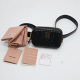 miumiu ミュウミュウ MATELASSE マテラッセ ウエストポーチ ボディバッグ 34/85 鞄 レザー ブラック レディース 保存袋 H20523