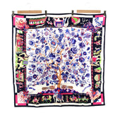 美品 HERMES エルメス カレ90 fantaisies indiennes 眩惑のインド シルク100 ネイビー×ピンク 箱 H21082-5