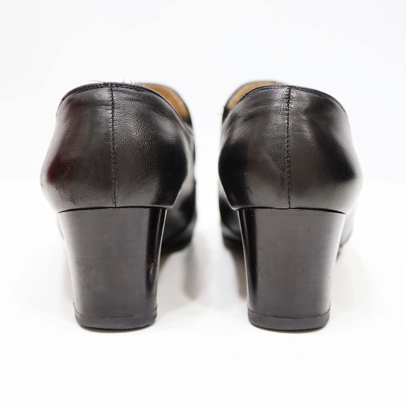 Salvatore Ferragamo フェラガモ パンプス ガンチーニ チャンキーヒール ブラック 7 1/2 D 24.5cm 靴 箱有 H12688-4