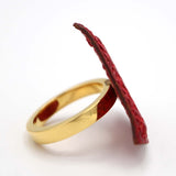 25k986-5 HERMES エルメス スカーフリング リザード トライアングル 赤 ゴールド金具 服飾小物 25k986-5