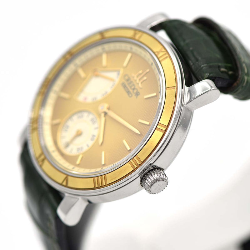 SEIKO セイコー CREDOR クレドール 4S79-0020 620024 パワーリザーブ スモセコ 18KT 手巻き ゴールド色文字盤 eco1582