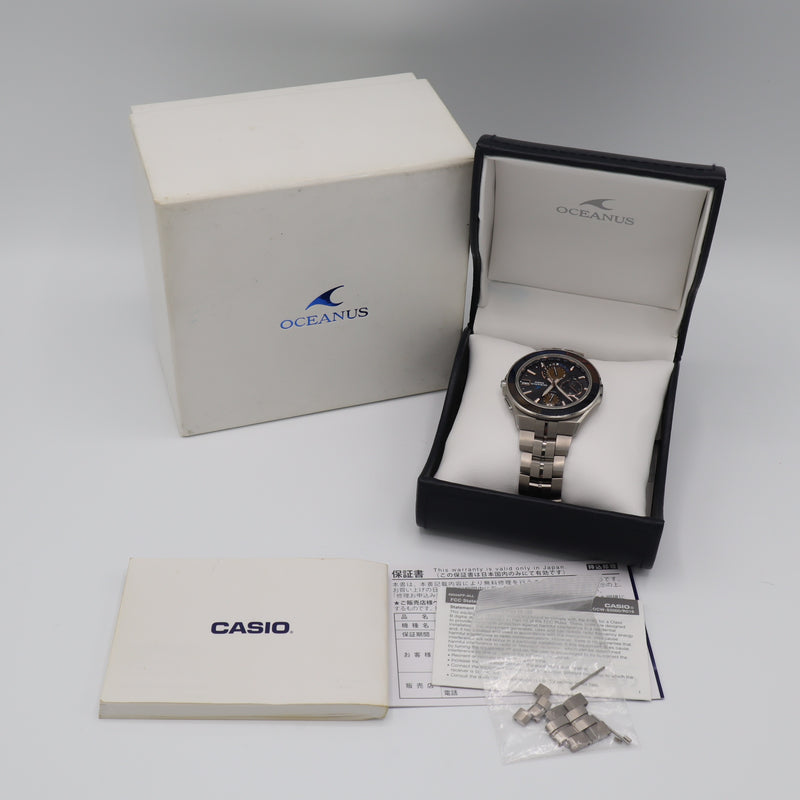 腕時計 稼働 CASIO カシオ オシアナス OCW-S5000 ソーラー 電波時計 江戸切子 2000本限定 黒色文字盤 箱有 yo105