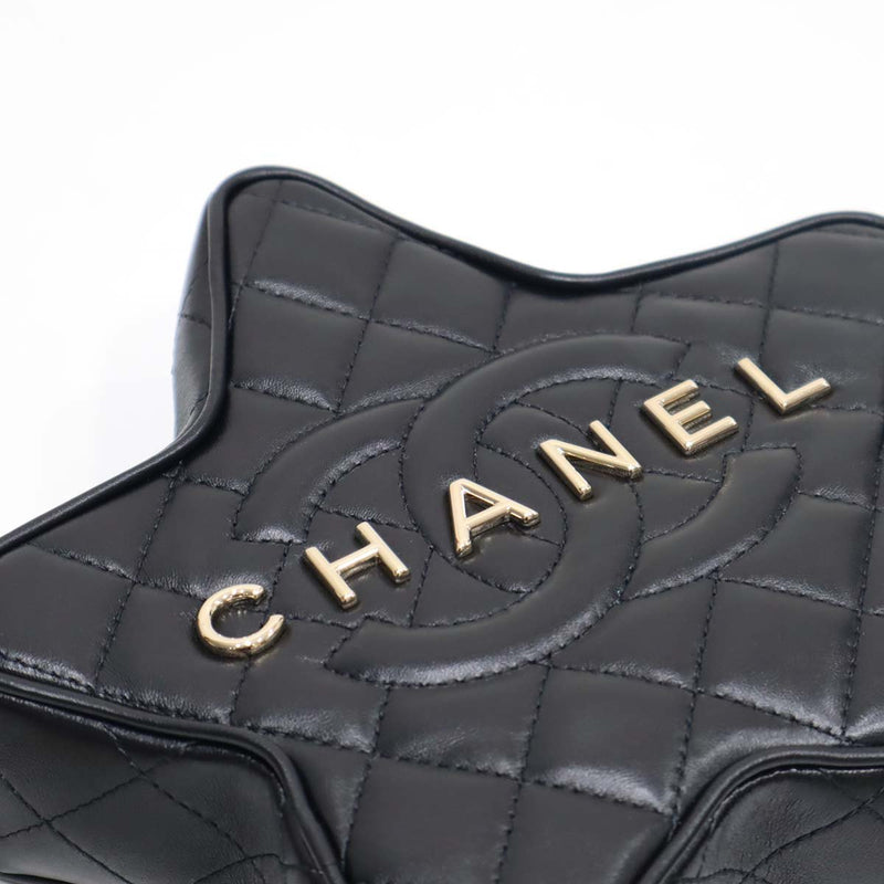 未使用 シャネル CHANEL AS4579  星 チェーン ショルダーバッグ ラムスキン ブラック 黒 スター 23k870-11