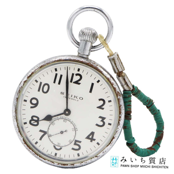 懐中時計 稼働 SEIKO セイコー 24型 9119-0040 手巻き 白色文字盤 木箱 24s398-1