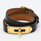 HERMES エルメス ブレスレット ケリー ドゥブルトゥール □F刻印 レザー ブラック アクセサリー レディース H18987