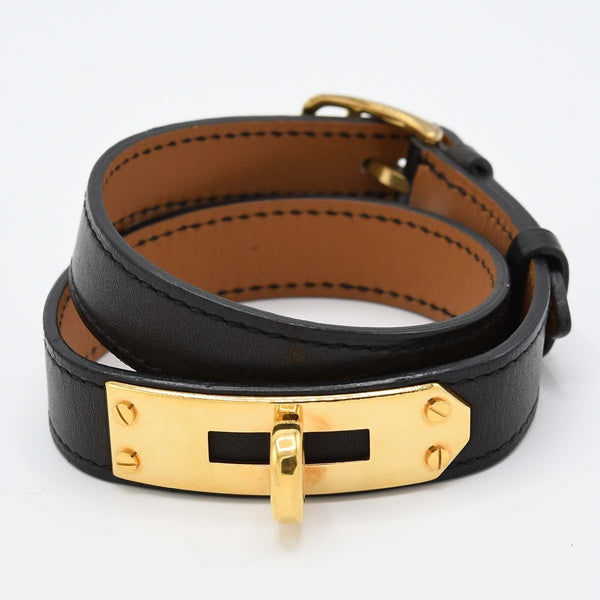 HERMES エルメス ブレスレット ケリー ドゥブルトゥール □F刻印 レザー ブラック アクセサリー レディース H18987