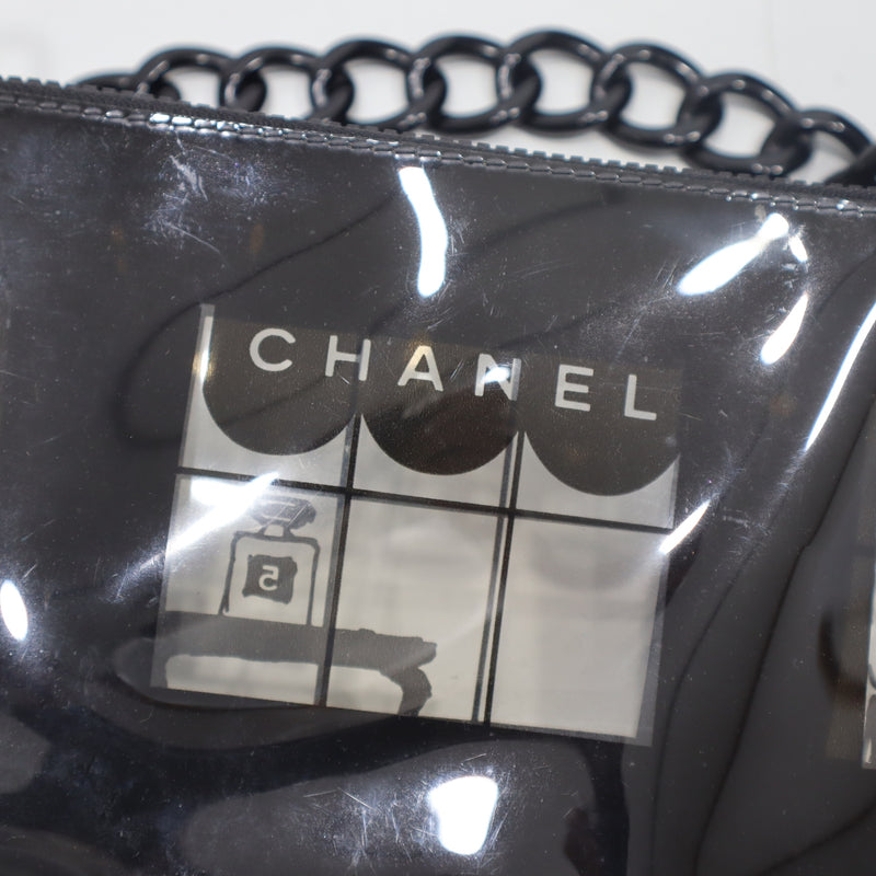CHANEL シャネル ウィンドウライン PVC ショルダーバッグ ハンドバック エナメル ブラック 鞄 レディース H2190