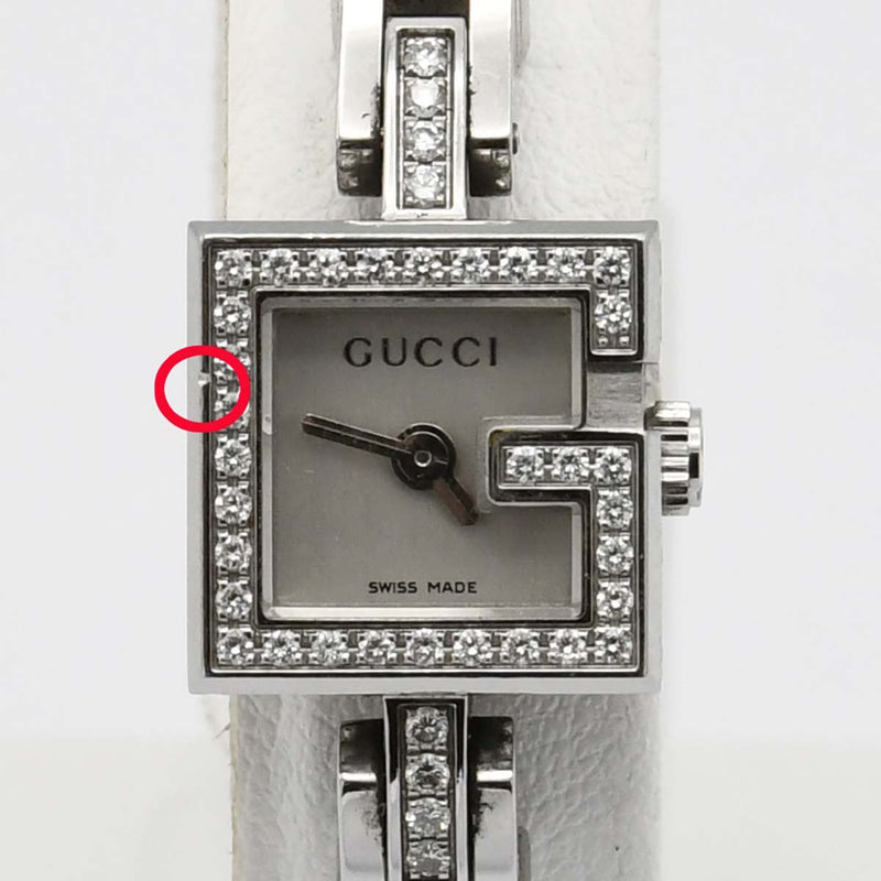 腕時計 稼働 GUCCI グッチ 102 YA102514 Gミニ ダイヤベゼル クォーツ シルバー色文字盤 レディース 箱有 H19160