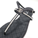 CHANEL シャネル サンダル ココマーク ラインストーン ストラップ サイズ36/23cm ブラック 箱 H23399