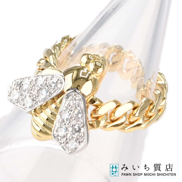 仕上げ済 Pomellato ポメラート リング 蜂モチーフ チェーン 8号 約7.8g ゴールド 750 K18 アクセサリー H358