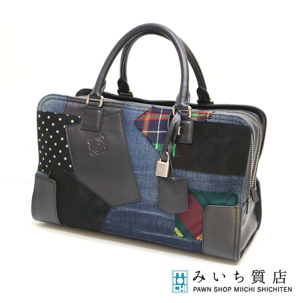 LOEWE JUNYA WATANABE コムデギャルソン コラボ バッグ アマソナ パッチワーク/デニム 335.44.I02 ロエベ 25s127-1