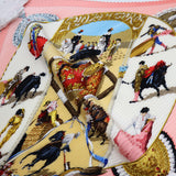 HERMES エルメス プリーツスカーフ PLAZA DE TOROS 闘牛場 シルク100％ ピンク 服飾小物 21k363-13