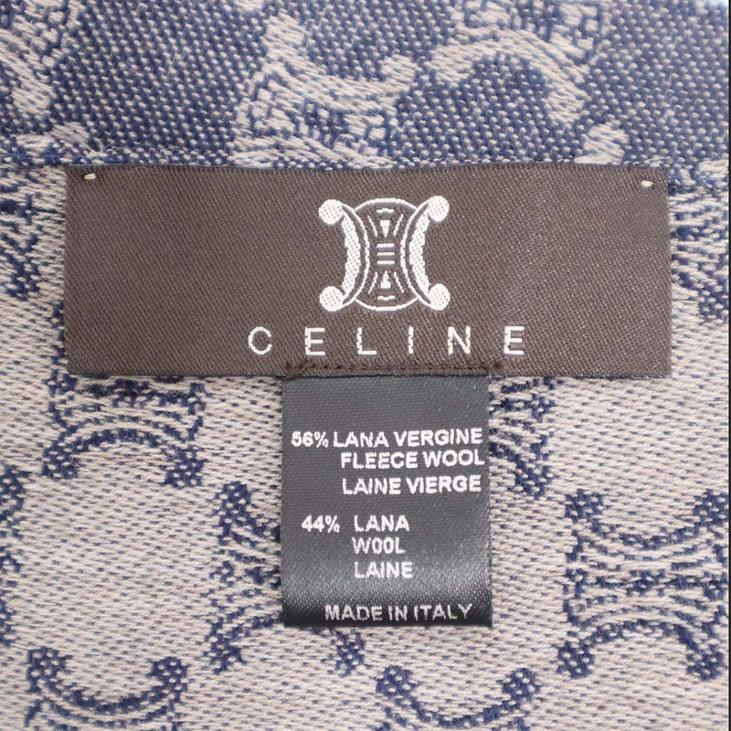 CELINE セリーヌ マフラー ストール トリオンフ柄 シグニチャー フリースウール56％ ウール44％ ネイビー 服飾小物 H1318