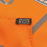 HERMES エルメス カレ90 ボルデュック リボン柄 BOLDUC シルク100％ オレンジ スカーフ 箱有 H20530