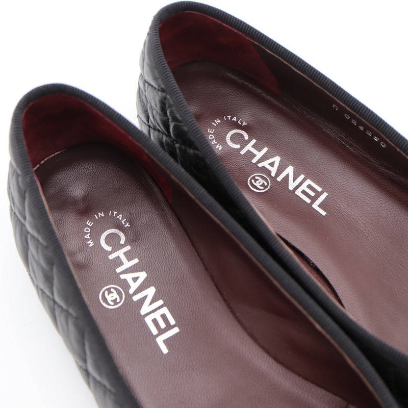 CHANEL シャネル フラットシューズ G26250 38C 25cm マトラッセ パンプス ブラック 靴 H21001