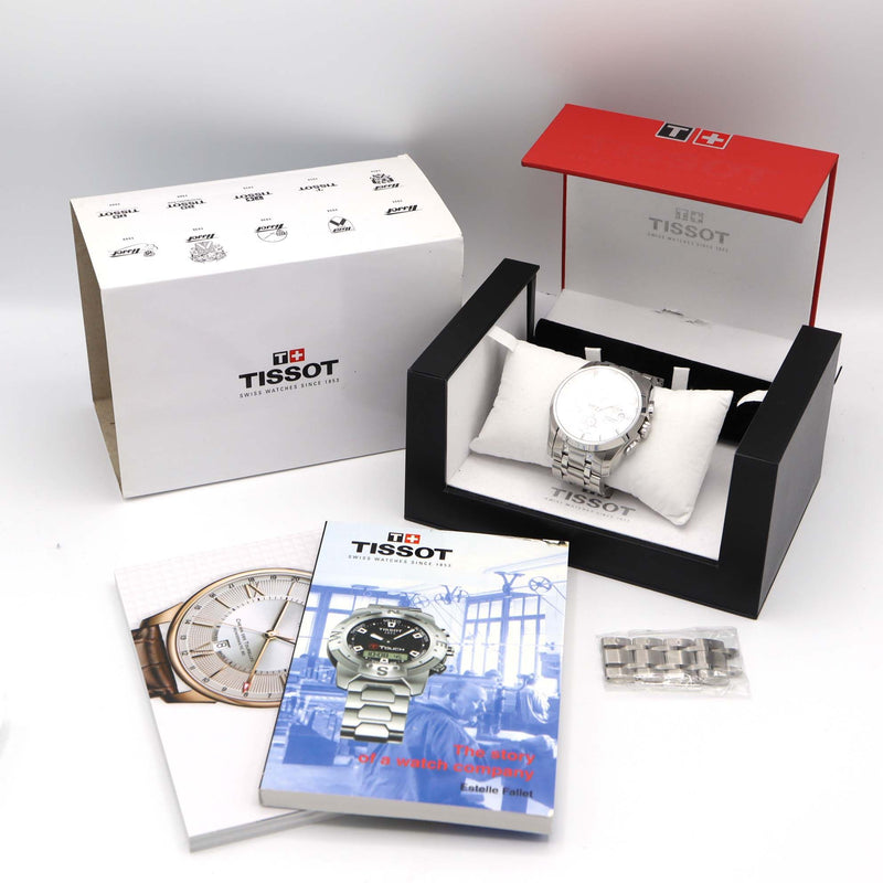 腕時計 稼働 TISSOT ティソ T035627 クチュリエ クロノグラフ 自動巻き 白色文字盤 21k199-1