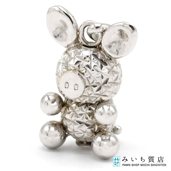 ブタ チャームトップ K18WG ホワイトゴールド 約1.6g アニマルチャーム アクセサリー