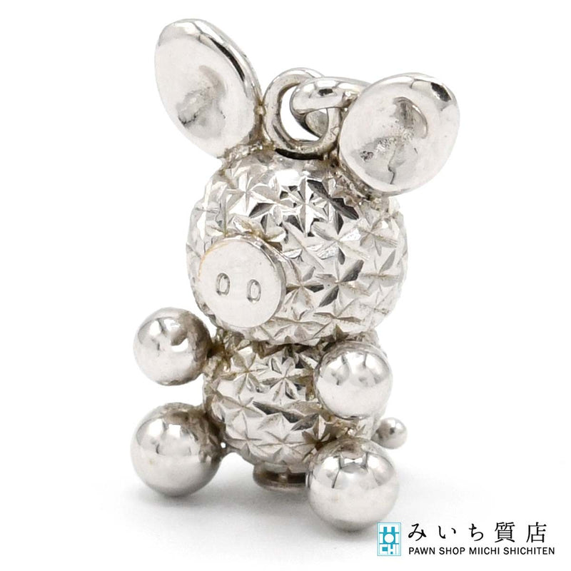 ブタ チャームトップ K18WG ホワイトゴールド 約1.6g アニマルチャーム アクセサリー