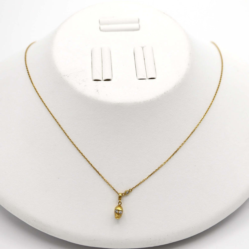 Loree Rodkin ローリーロドキン スカル ネックレス K18 ダイヤ 2.4g ドクロ アクセサリー H2281