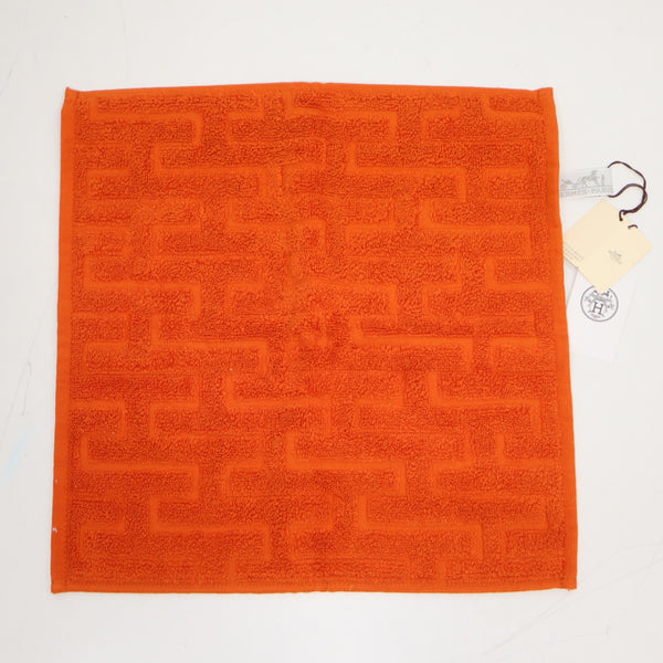 未使用 HERMES エルメス ミニタオル ハンカチ オレンジ コットン 箱有 25k627-15