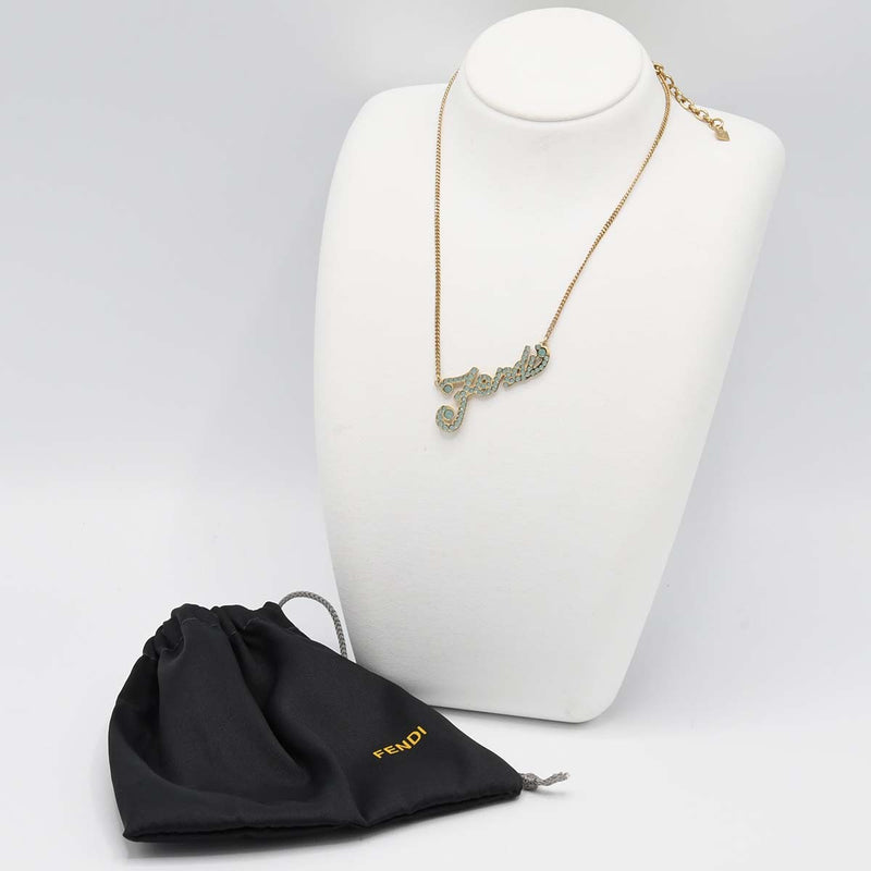 FENDI フェンディ ネックレス ラインストーン 約8g ゴールドカラー H1093