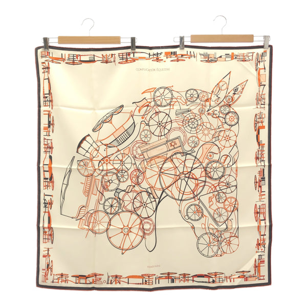 HERMES エルメス スカーフ カレ90 COMPLICATION EQUESTREF シルク100％ 服飾小物 クリーム系 箱有 H19534