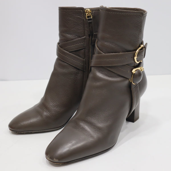 Salvatore Ferragamo フェラガモ ブーツ ショートブーツ FE05335 カーキ系 6 1/2サイズ レディース 箱有 21k352-4