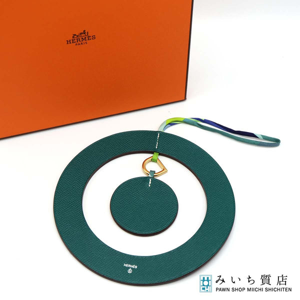 HERMES エルメス プティアッシュ サークル チャーム キーホルダー ヴォーエプソン グリーン 緑 刻印不明 箱あり H20839