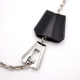 HERMES エルメス NC クロシェット ネックレス パラジウム バッファローホーン レザー 32.1g 箱あり M4186