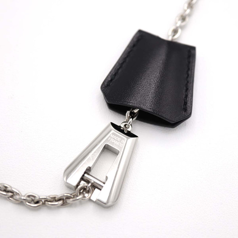 HERMES エルメス NC クロシェット ネックレス パラジウム バッファローホーン レザー 32.1g 箱あり M4186