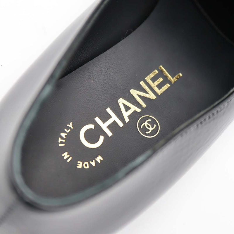 未使用品 CHANEL シャネル G45568 ココマーク チェーン ローファー 靴 ブラック ゴールド金具 サイズ37 1/2 24.5cm H18917