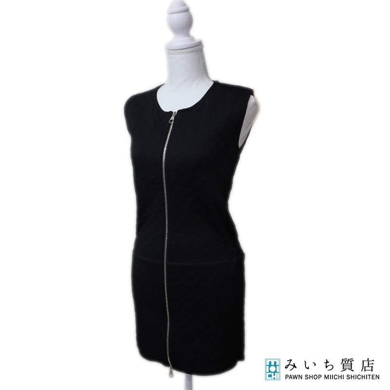 LOUIS VUITTON ルイヴィトン LV ジャガードモノグラム ナイロン ジップ ワンピース XSサイズ ブラック レディース H20903