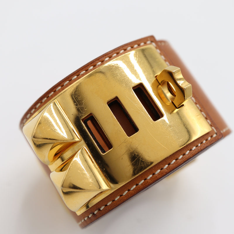 HERMES エルメス コリエドシアン ブレスレット □R刻 ゴールドカラー ブラウンカラー 箱有 k1302