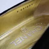 CHANEL シャネル G31651 オペラシューズ フラットシューズ ベロア 38 1/2 約25.5cm レディース ブラック 箱 H22499