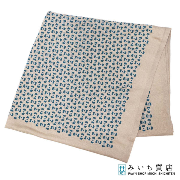 HERMES エルメス スヌード コットン79％ ポリエステル21％ 総柄 ベージュ×グリーンカラー 服飾小物 164