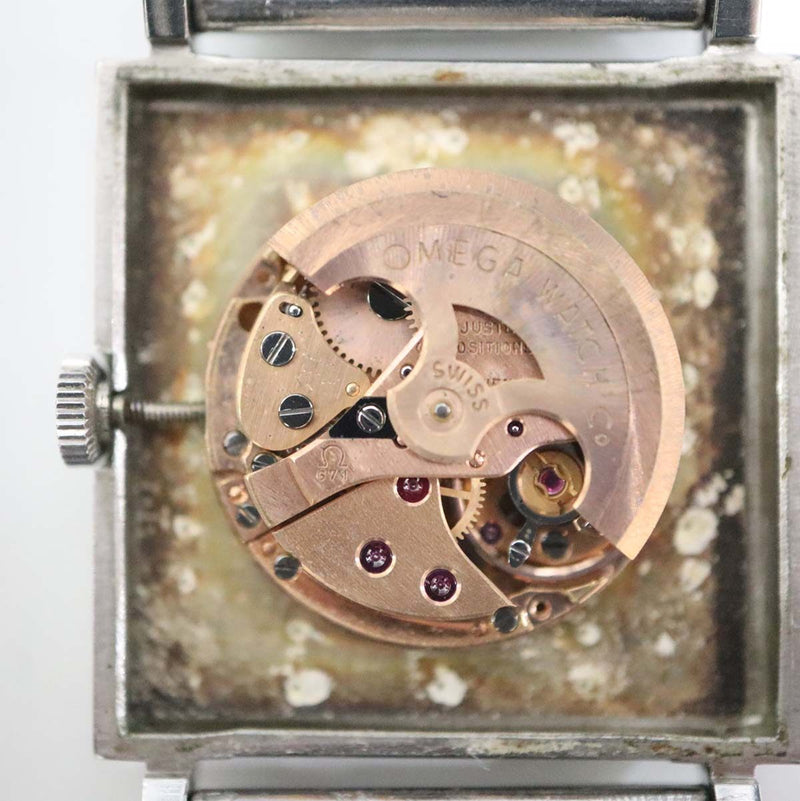 稼働 腕時計 OMEGA オメガ スクエア 161.014 cal.671 自動巻き AT ベルト社外品 H17976