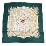 HERMES エルメス スカーフ カレ70 LA FRANCE シルク100％ グリーン H18947-4