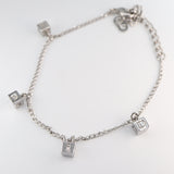 Christian Dior ディオール ブレスレット キューブ 4チャーム 約5.9g シルバーカラー アクセサリー 袋 M1509-3