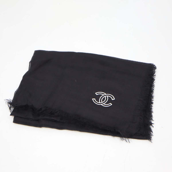 CHANEL シャネル ストール 黒 CC ココマーク カシミヤ 100％ 薄手 ショール 服飾小物 H20760