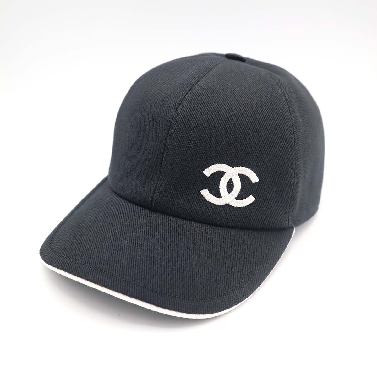 CHANEL シャネル キャップ 帽子 デニム コットン ブラック レディース