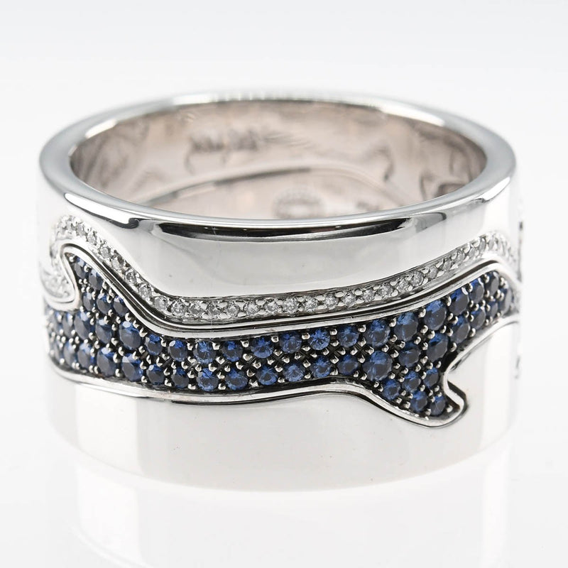 仕上済 GEORG JENSEN ジョージジェンセン フュージョンリング 指輪 #58 750 ダイヤ サファイア 約17.5~18号 約19g ジュエリー eco357