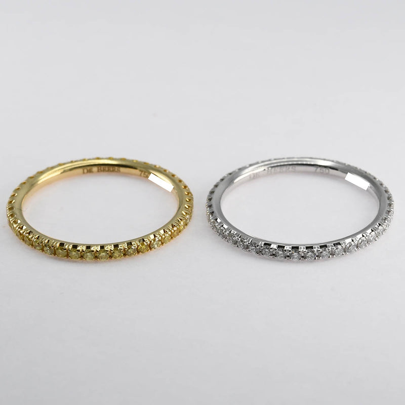 仕上済 DE BEERS デビアス リング 指輪 2本 フルエタニティ ダイヤ サファイア 750 約10.5号 約2.9g ジュエリー ok936
