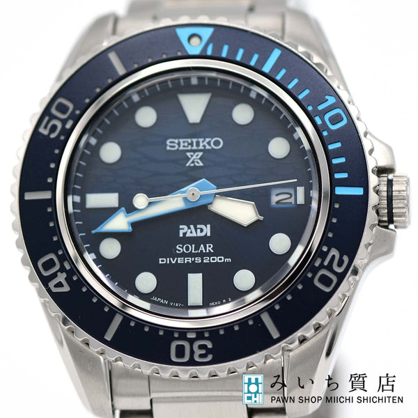 腕時計 稼働品 SEIKO セイコー PROSPEX SBDJ057 V157-0DS0 ソーラー 文字盤ネイビー系 SS 24s607-1