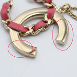 CHANEL シャネル ココマーク チェーンモチーフ ネックレス ゴールド×ピンク B18K 12.2g ゴールドチェーン 箱付き H19509